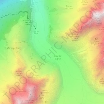 Carte topographique Mer de Glace, altitude, relief
