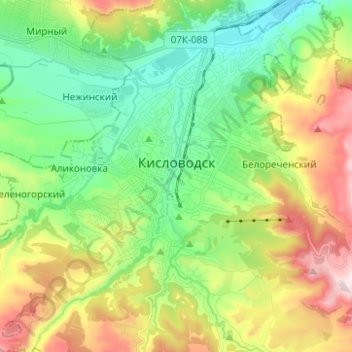 Carte topographique Kislovodsk, altitude, relief