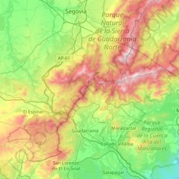 Carte topographique Sierra de Guadarrama, altitude, relief