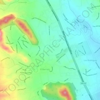 Carte topographique El Barrial, altitude, relief