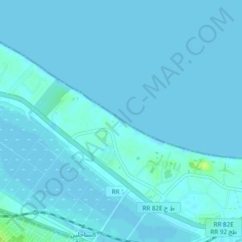 Carte topographique Plage de Ramada Liberty Resort, altitude, relief
