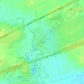 Carte topographique Конино, altitude, relief