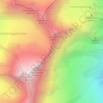 Carte topographique Mischabel, altitude, relief