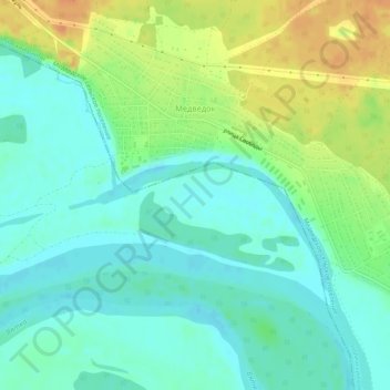 Carte topographique Медведок, altitude, relief