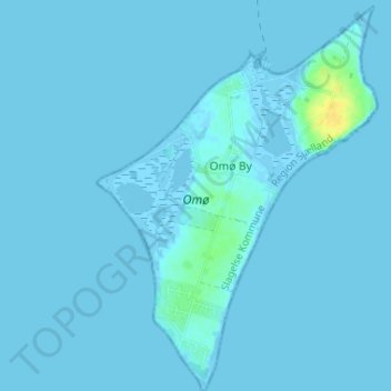 Carte topographique Omø, altitude, relief