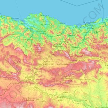 Carte topographique Pays basque, altitude, relief