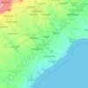 Carte topographique South Carolina, altitude, relief