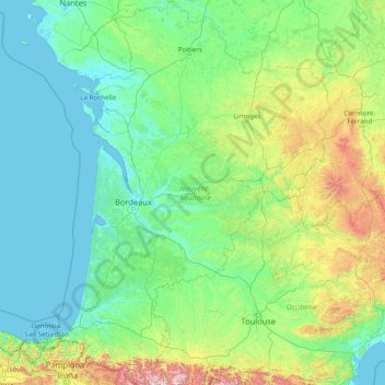 Carte Topographique Nouvelle Aquitaine Altitude Relief