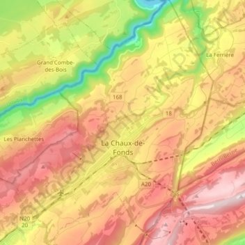Carte Topographique La Chaux De Fonds Altitude Relief