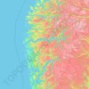 Carte topographique Vestland, altitude, relief