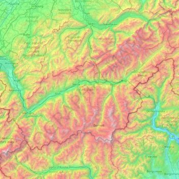 Carte topographique Valais, altitude, relief