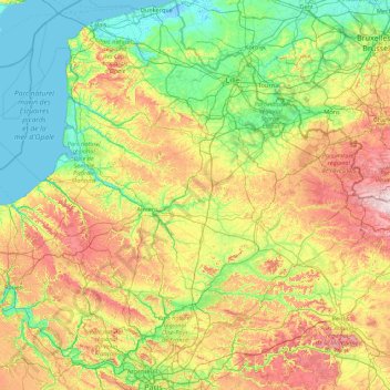 Carte topographique Hauts-de-France, altitude, relief